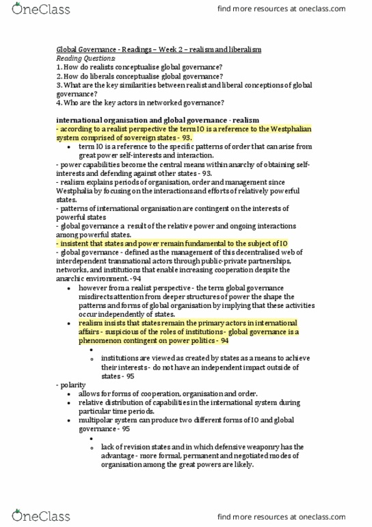 ATS2624 Chapter Notes - Chapter Prescribed : Global Governance, Hard Power, Hegemony thumbnail